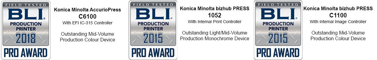 Konica Minolta production print awards from the recent past